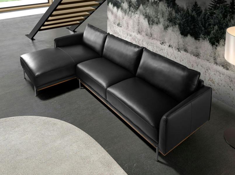 Angel Cerdá Corner sofa in black leather 6197/6198