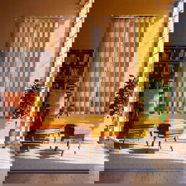 Orange Lined Blackout Eyelet Curtains - 46 x 54 Inch Drop - 2 Panel Image 6