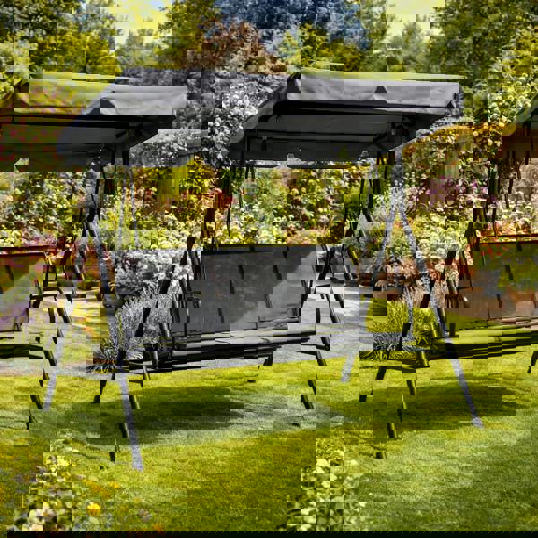 Textaline Three Seater Garden Hammock Grey | All-Weather Outdoor Hammock The Garden Furniture Shop