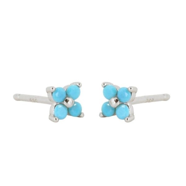 Gold Trip Blue Crystal Flower Studs