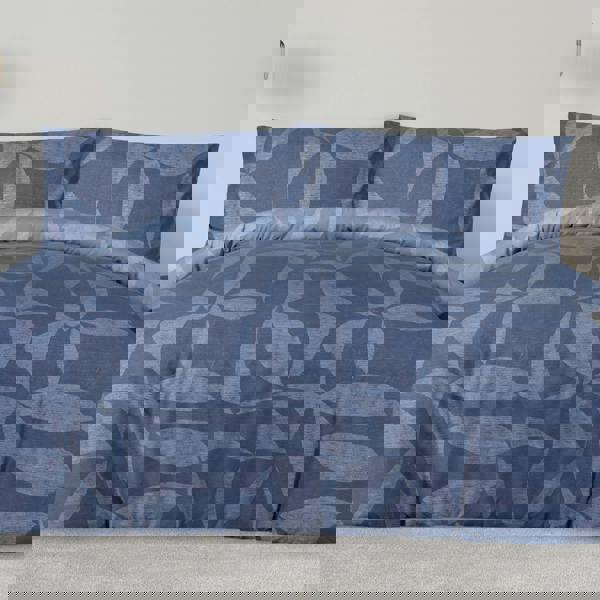 Smart Living Cutout Textured Geo Duvet Cover With Pillowcases - Blue