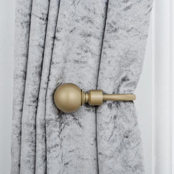 A.Unique Home Pair of Plain Ball Metal Holdbacks (Pair of Holdbacks) - Matte Gold
