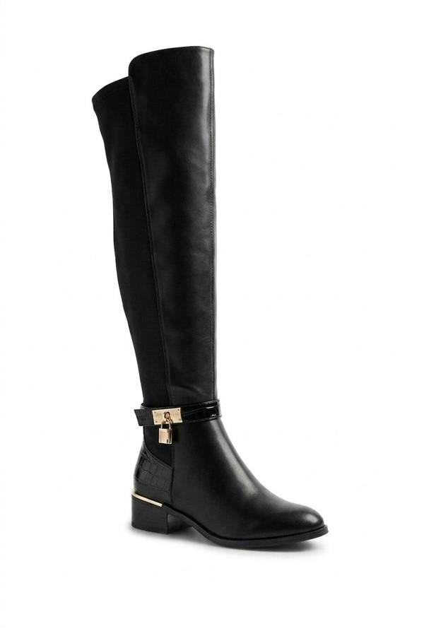 Octavia Over The Knee Boots - Black Pu_wb