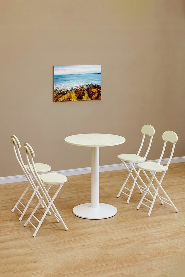 Living and Home 5pcs Round Table and 4 Chairs Set Bistro Coffee Table Dining Set Furniture