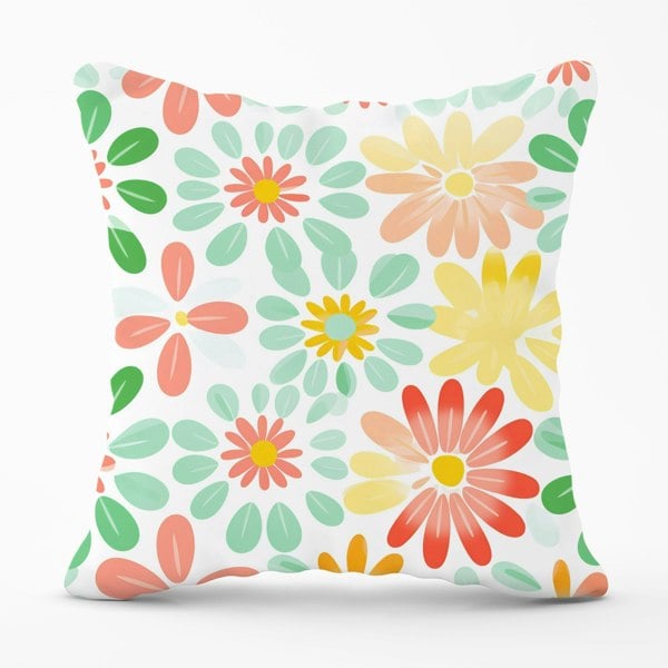 Warren Reed Green and Yellow Flowers Cushions