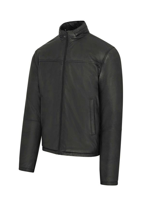 Infinity Leather Mens Hooded Reversible Bomber Leather Jacket - Raufoss