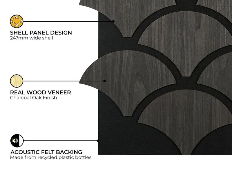 Fuse Acoustic Wooden Shell Wall Panel in Charcoal Oak