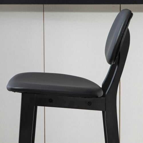 Wyld Haus Resono Solid Wood Black Classic Bar Stools Set Of 2 With Faux Leather Seats