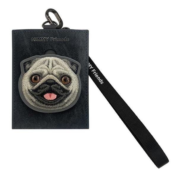 Nimmy Friends Nimmy Big Eye Cute Pet Pug Dog Face Card Sleeve Holder Black - N-XDY-KT-09-A