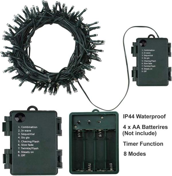 Battery Operated Cool White Outdoor String Lights, 50 to 200 LED, IP44 Waterproof with 8 Functions and Timer image 9