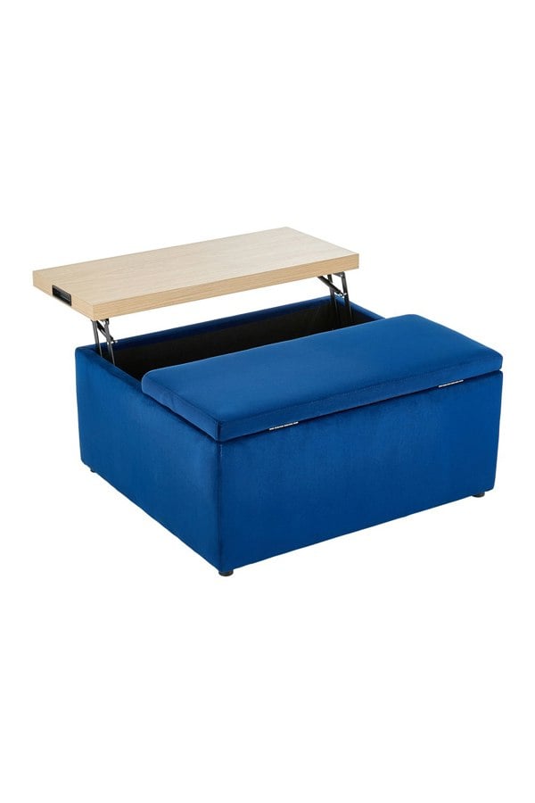 Living and Home Velvet Upholstered Storage Ottoman Stool