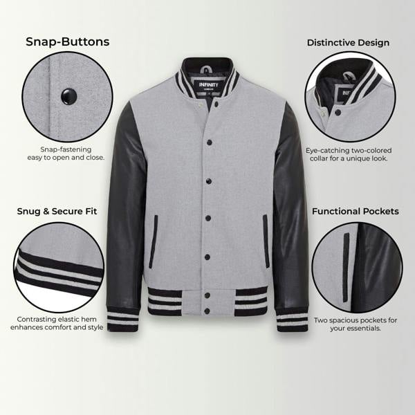 Infinity Leather Letterman Baseball Wool Leather Varsity Bomber Jacket - Genoa