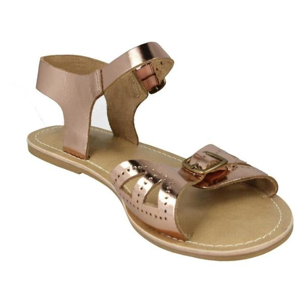 Leather Collection Ladies Leather Collection Flat Buckle Sandals