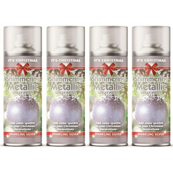 Rapide 4X - Rapide Christmas Metallic Silver 200ml Spray Paint