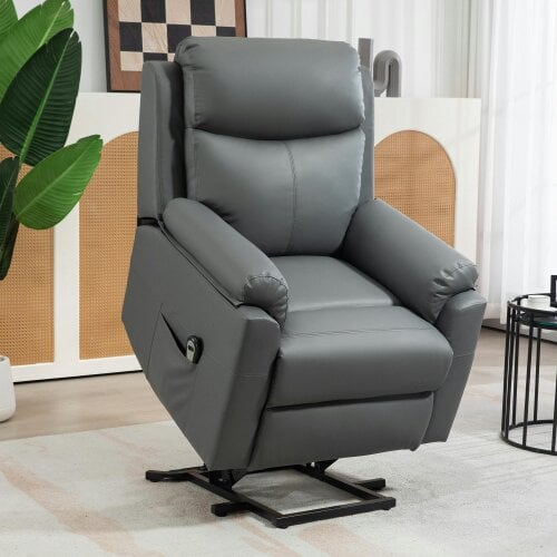 HOMCOM Power Lift Chair Electric Riser Armchair with Remote Control - Charcoal grey