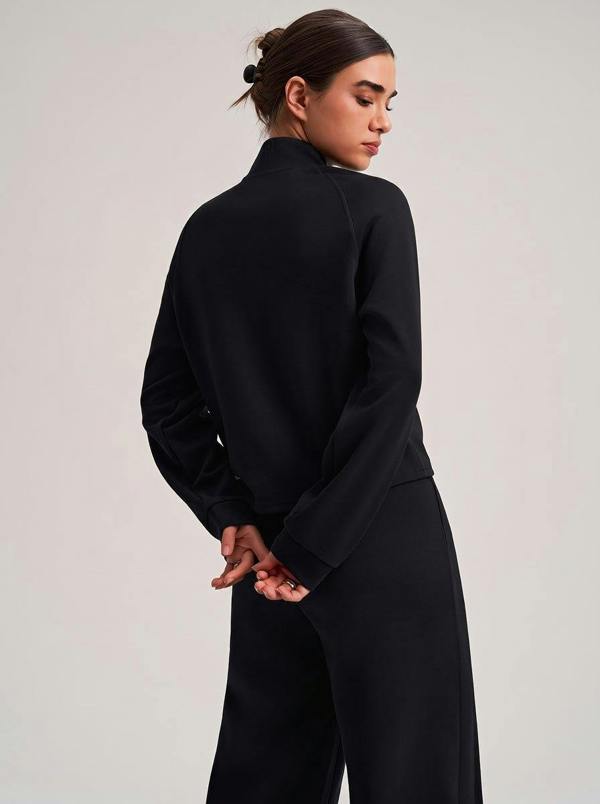 Anniou Cropped Stand Collar Athletic Jacket