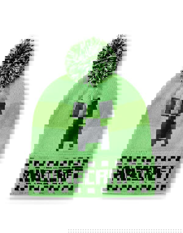 Minecraft Boys Green Creeper Face Beanie , Gloves and Scarf Set (One Size)