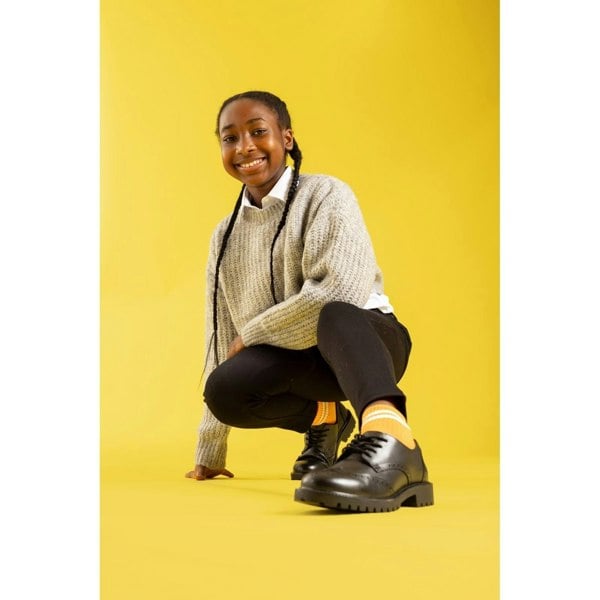 Hush Puppies Athena Senior Leather Girls's Black Brogues