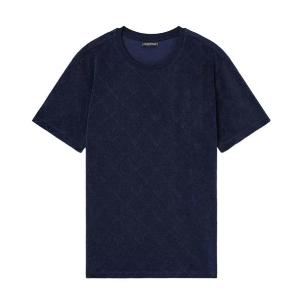 Emporio Armani EA7 Mens Diamond Jacquard T-Shirt - Navy - 