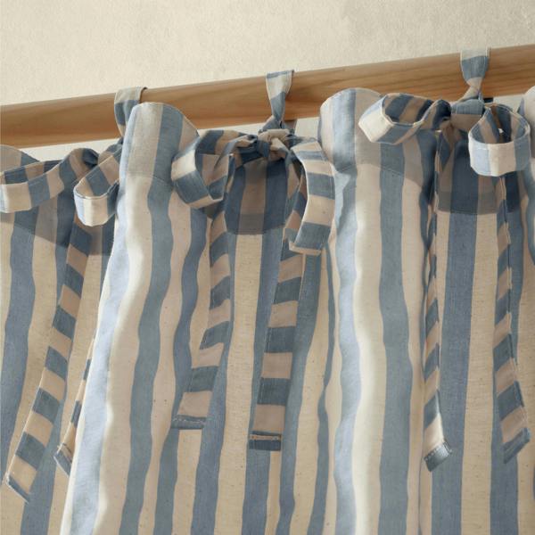 Pineapple Elephant Zanzibar Woven Stripe Voile Curtain Panel Blue
