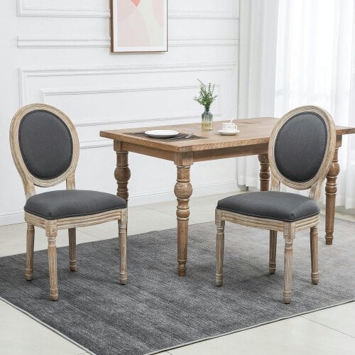 Wyld Haus Brazzi Solid Wood Grey French Style Dining Chairs Set Of 2