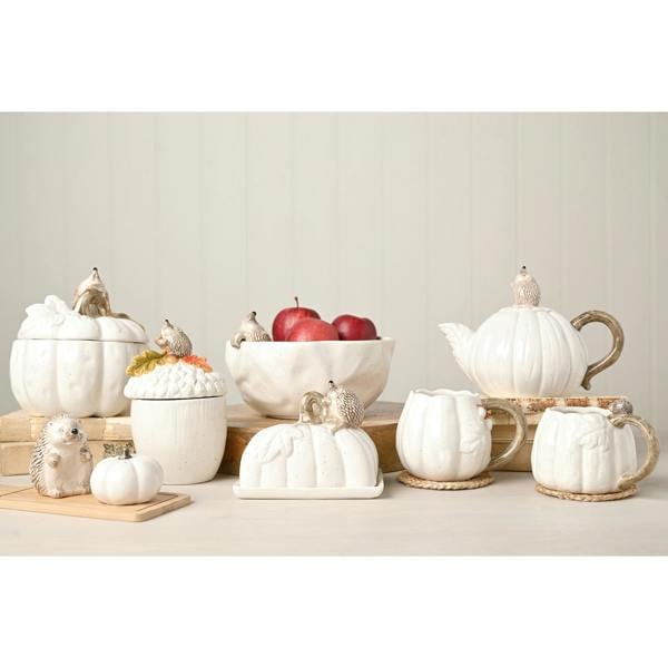 Country Living Set of 2 Pumpkin Mug with Hedgehog On The Handle
