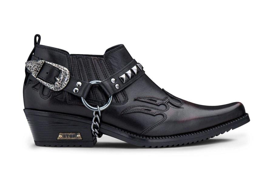 Infinity Leather Men’S Black Leather Winklepicker Studded Western Biker Boots