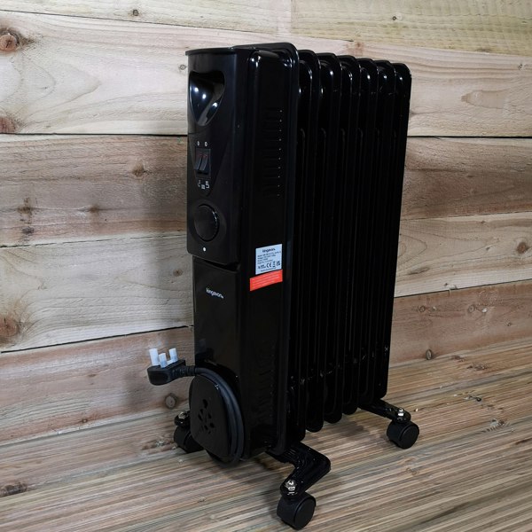 Samuel Alexander 1500w 1.5kw 7 Fin Slim Line Black Oil Filled Radiator Heater