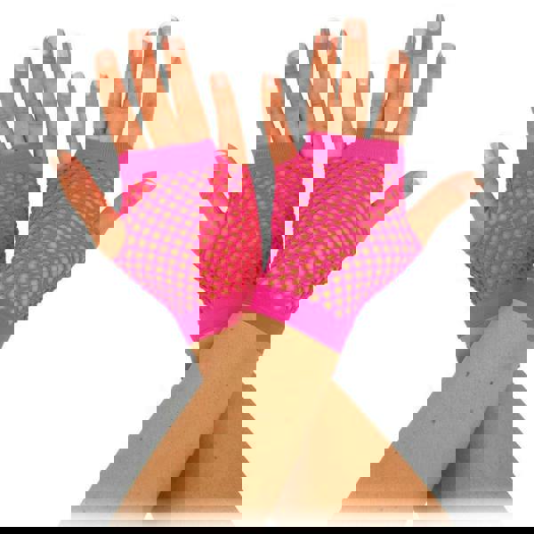 Bristol Novelty Unisex Adults Short Fishnet Gloves (1 Pair) - Neon Pink - 
