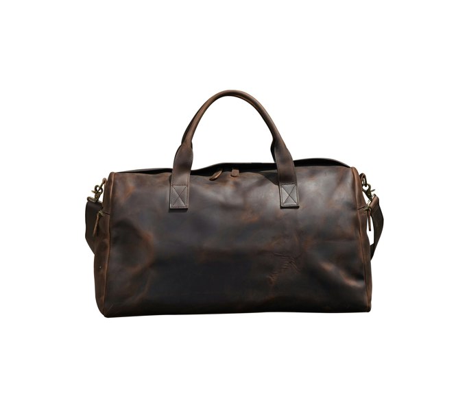 Touribag Genuine Leather Weekend Bag - Dark Brown