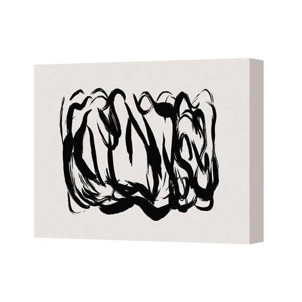 Benjamin Tate Design Contemporary Abstract Black Brushstroke Canvas Art Print UK Handmade