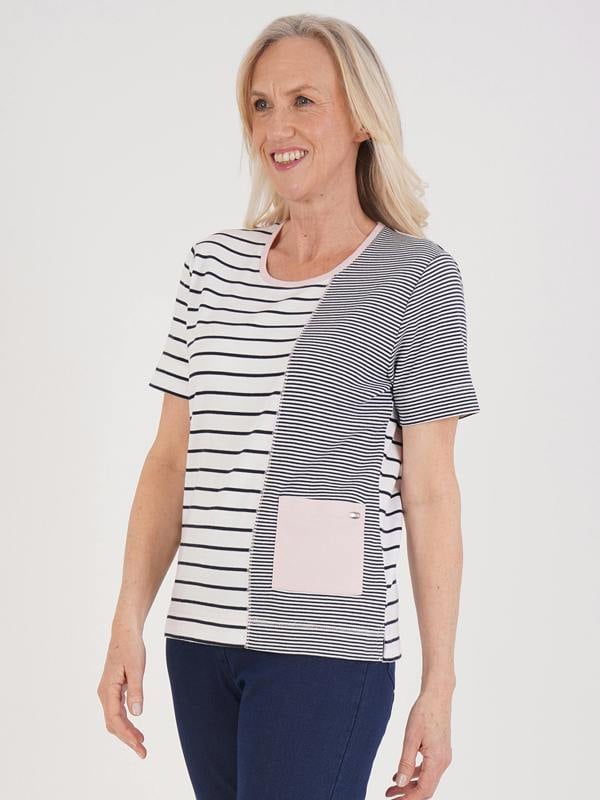 TIGI Offset Stripe And Patch Pocket Top