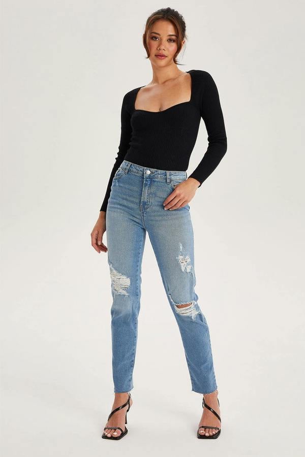 Urban Bliss Fox Blue High Rise Slim Ripped Jean