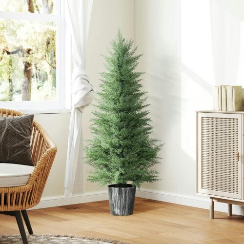 Wyld Haus Reno Set Of 2 Artificial Cypress Style Trees With Decorative Pots For Indoor And Outdoor Use