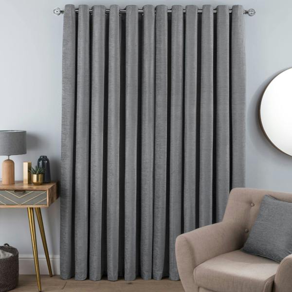 Smart Living Chenille Eyelet Curtain - Silver