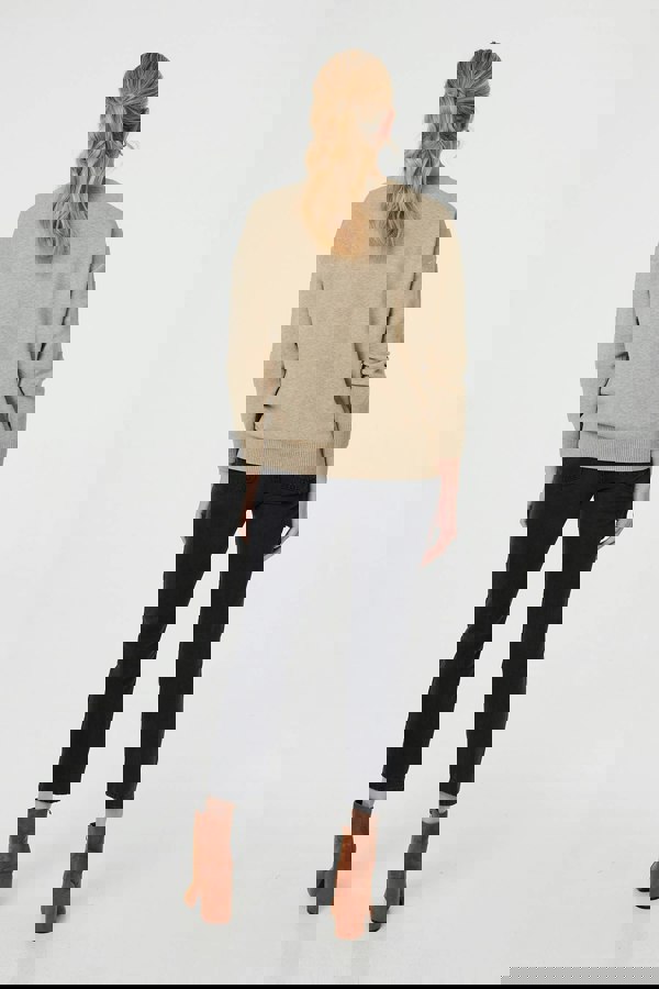 Beige | Bow Embellished Drop Shoulder Knit Jumper