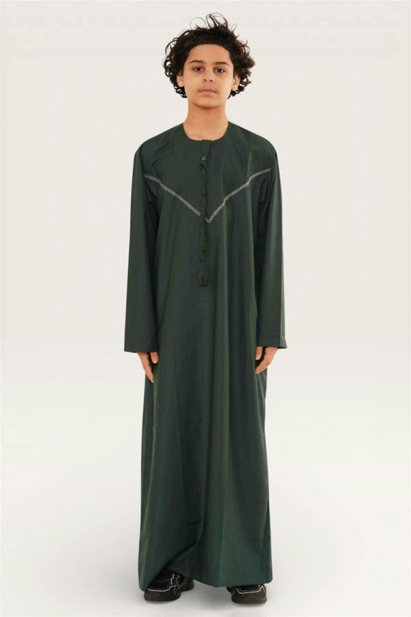Infinity Leather Kids Boys Moroccan Embroidered Djellaba Islamic Jubba Robe Tassel Ramadan Thobe