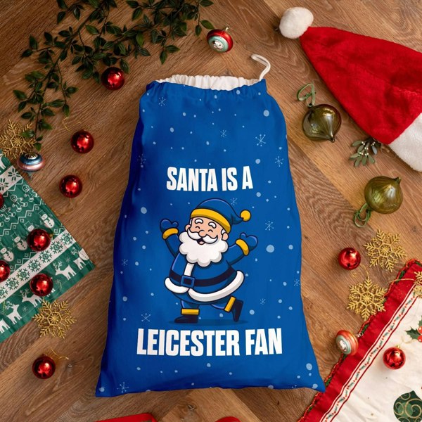 BritishmadeGifts Santa is a Leicester Fan - Football Fan Santa Sack