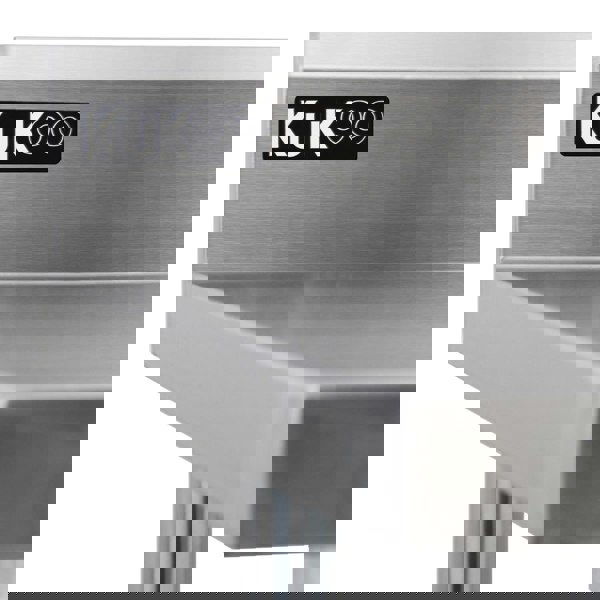 Kukoo 6ft Stainless Steel Catering Bench, Stainless Steel Sink - Left Hand Drainer & 2 x Wall Mounted Shelves