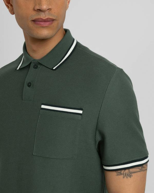 Steel & Jelly Tolworth - Textured Polo Shirt With Contrast Rib