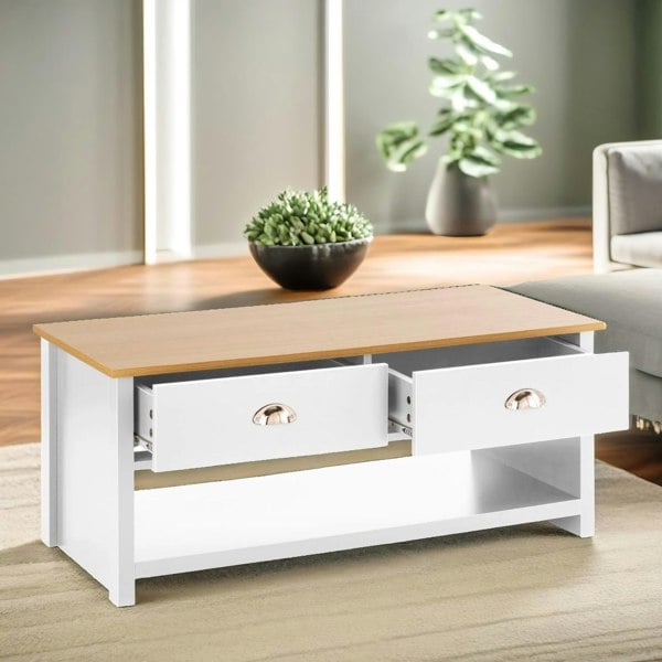 Rafaelo Mobilia Coffee Table With 2 Drawers Oak