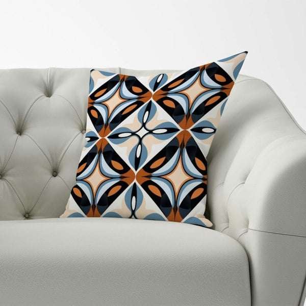 Warren Reed Brown And Blue Geometric Pattern Cushions