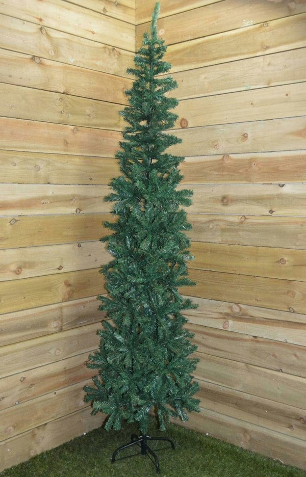 Samuel Alexander 2.2m (7.5ft) Premier Plain Green Spruce Pine Slim Christmas Tree with Stand