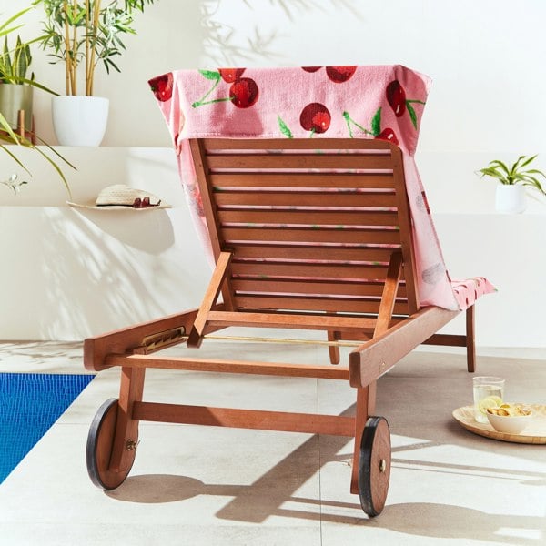 Catherine Lansfield Cherries Pink Beach Towel Lounger