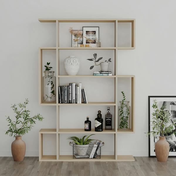 Decortie Mito Modern Freestanding & Wall Mounted Bookcase Sonoma 5-Tier Display Unit Tall for Home & Office 161cm