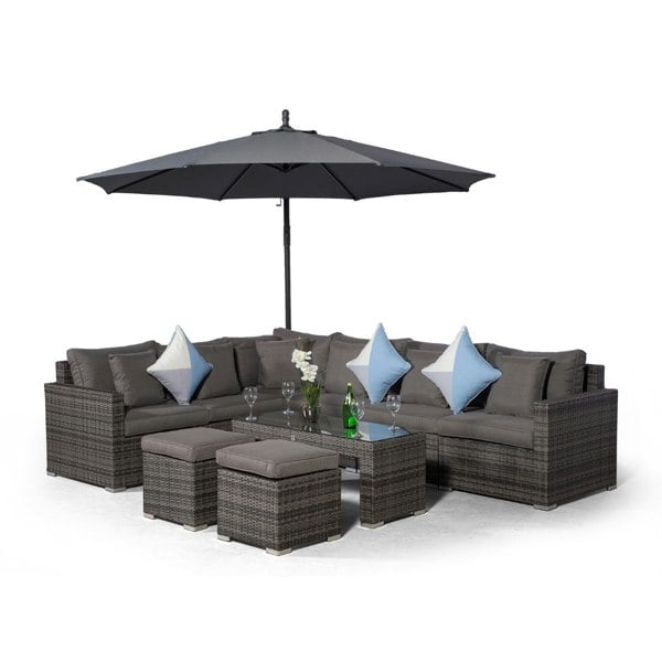 Giardino Havana 6 Seat Rattan Corner Sofa Set with Coffee Table and 2 Stools