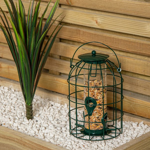 Samuel Alexander Metal Hanging Bird Seed Feeder with Squirrel Guard