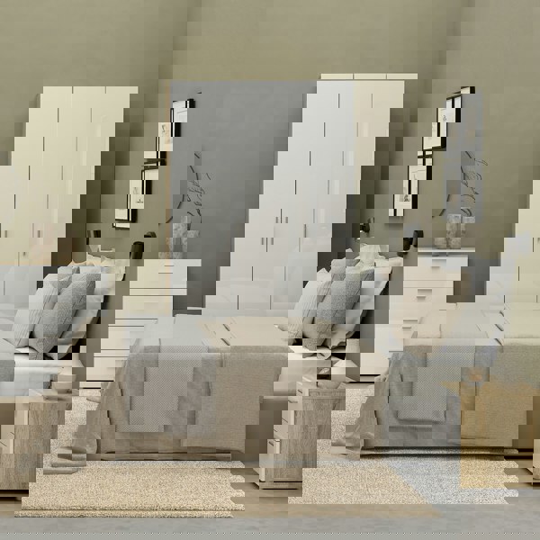 Furniture To Go Pepe Bedside 2 Drawers in Oak with White High Gloss