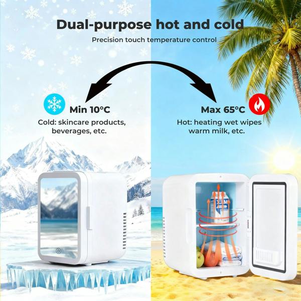 Spector Mini Fridge Portable Cooler Warmer with Mirror 5L for Bedroom Office Car