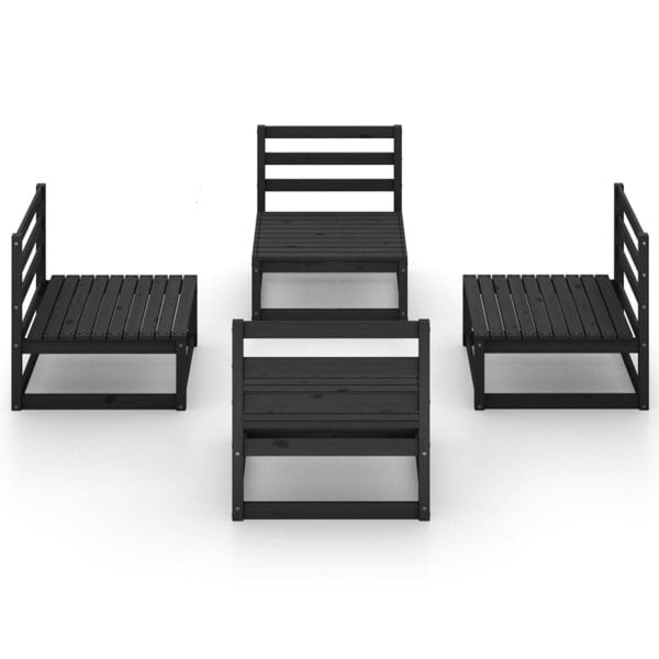 Berkfield 4 Piece Garden Lounge Set Black Solid Pinewood